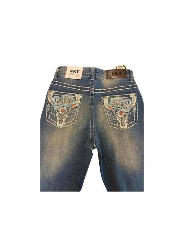 SKY Premium Collection Women’s Bootcut Jeans Size 7/28 Embellished Pockets NWT - Image 3