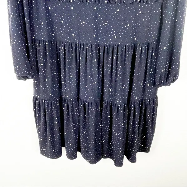 LAUREN RALPH LAUREN Navy Speckled Long Sleeves Tiered Dress Size 14 - Image 8