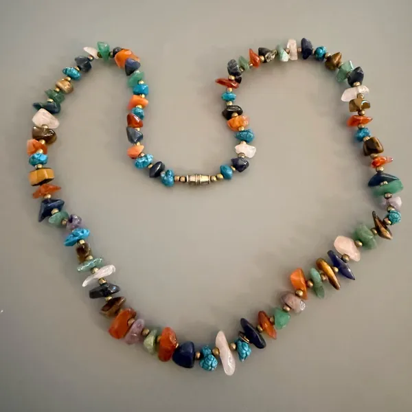 Southwestern Y2K Natural Gemstone Necklace Turquoise Amethyst Tiger Eye and More - Image 5