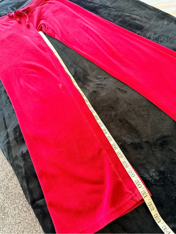 Sarah Johnson Y2K Red Velour pants, pull up elastic waist, Juicy inspo sz M - Image 7