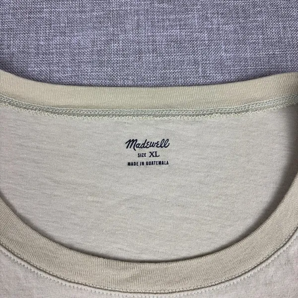 Madewell T-Shirt Womens XL Beige Crew Neck Short Sleeve Tagless Jersey Basic Top - Image 3