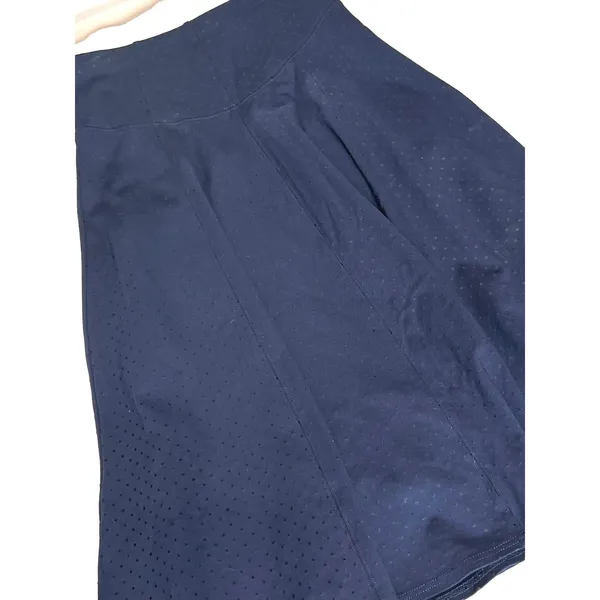 Maeve Anthropologie Sevigny Midi Skirt Navy Blue Textured Polka Dot Size 0 - Image 4