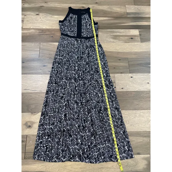White House Black Market Chiffon Maxi Dress Size 4 Black White - Image 4