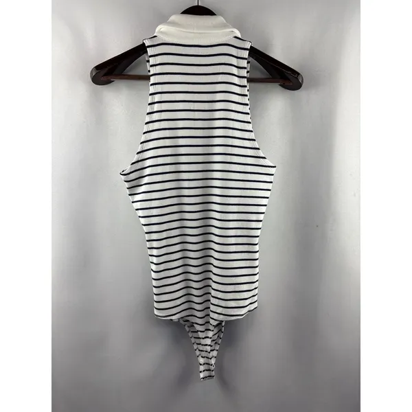 Women’s Abercrombie & Fitch Large White & Black Striped Bodysuit - Image 3