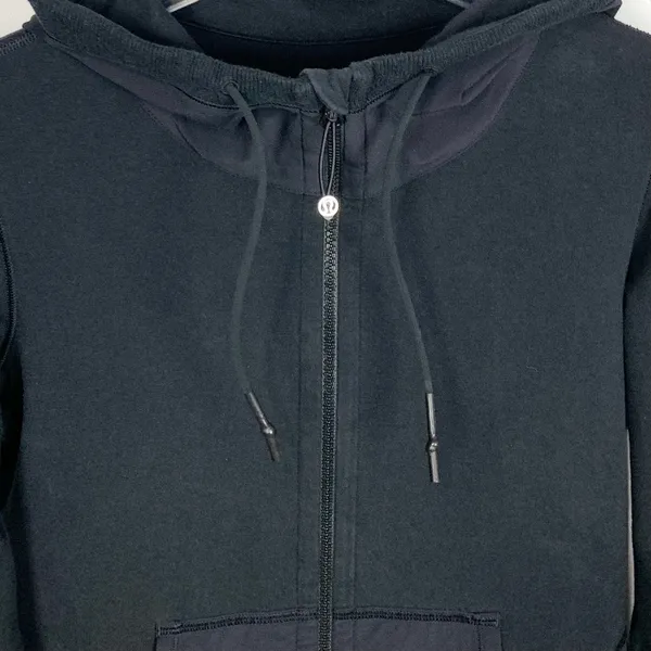 Lululemon Voyage Hoodie Stretch French Terry Yoga Boardshort Fabric Black 8 - Image 7