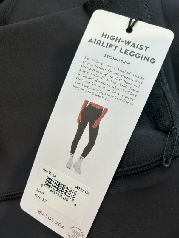 Alo NWT AIRLIFT HIGH-WAIST Airlift Black Leggings XS Full Length - Image 3