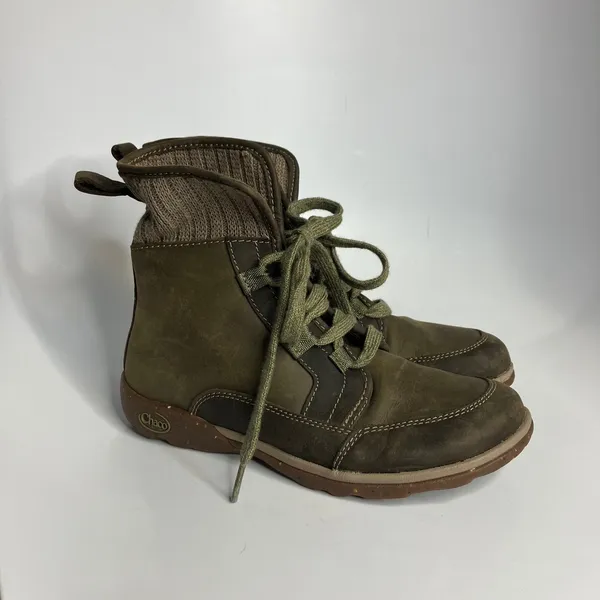 Chacos Barbary Ivy lace up boots‎ with fold over knit collar women's size 7 - Image 4