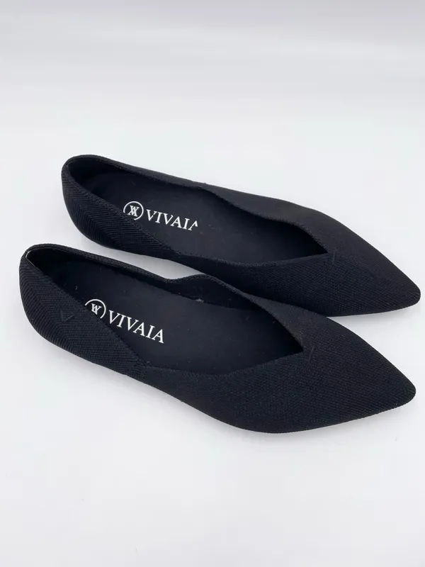 Vivaia Vienna Pointed-Toe V-Cut Ballet Flats Black Knit Women's Size 38.5 US 7.5 - Image 3