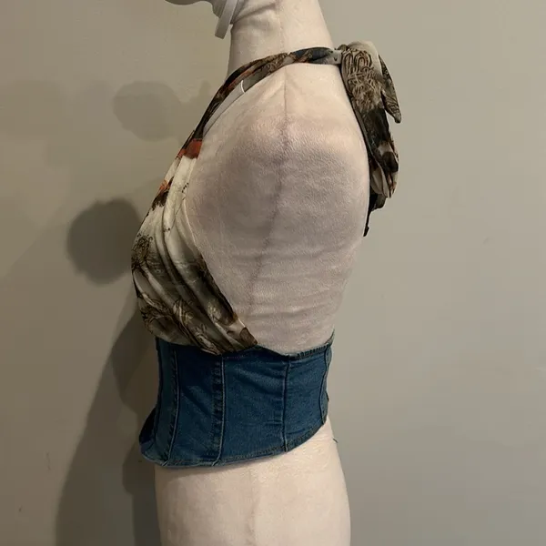 HAZEL BOUTIQUE denim corset halter top - Image 2