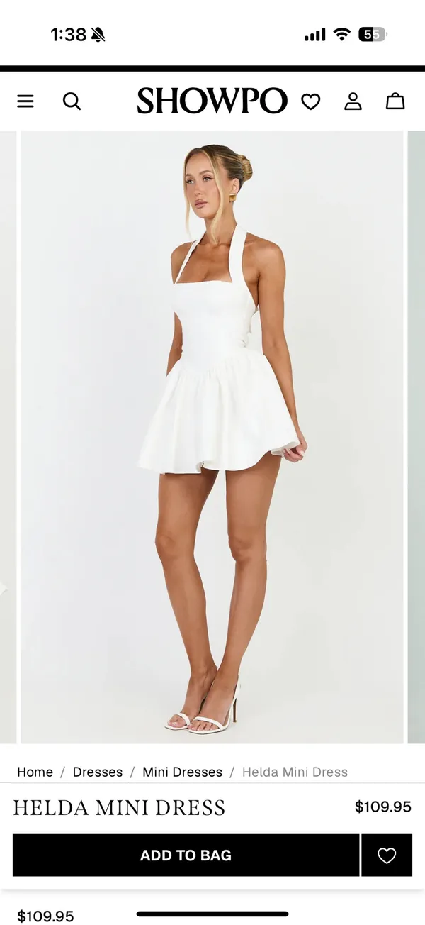 NWI Showpo HELDA White Halter Tie Neck Corset Panel Mini Dress size 6 - Image 4