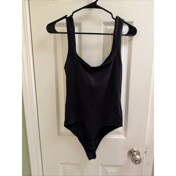 Abercrombie & Fitch Soft A&F Collection Black Thong‎ Bodysuit Sz Med Tank Top - Image 4