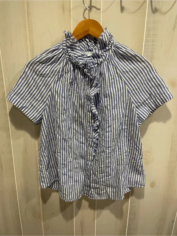 Cute Chicos classic ruffle raw collar button front blouse breezy poet - Image 6