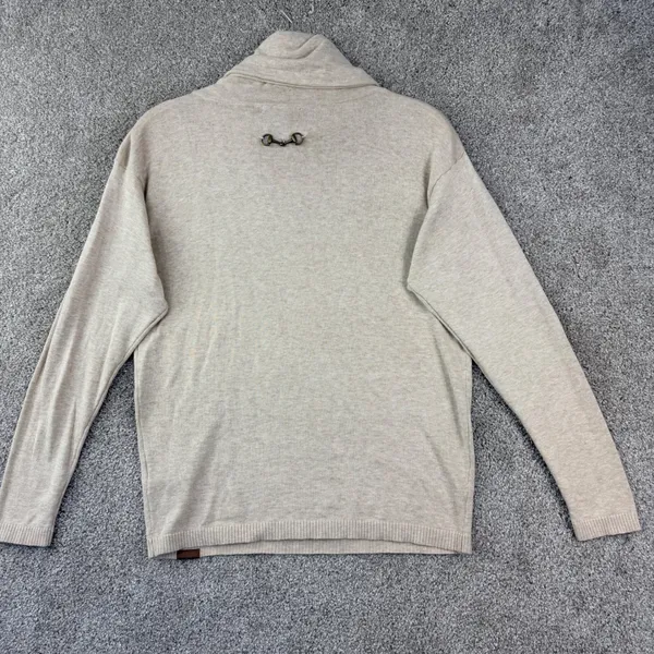 Ariat Lexi Sweater Women Medium Oatmeal Heather Equestrian Cowl Neck Bit Detail - Image 3
