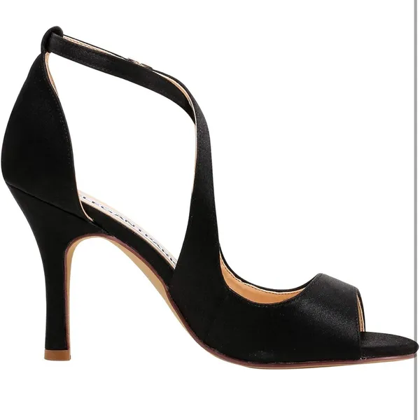 Elegant Park Black Strappy Peep Toe Heels Sz‎ 7.5 - Image 2