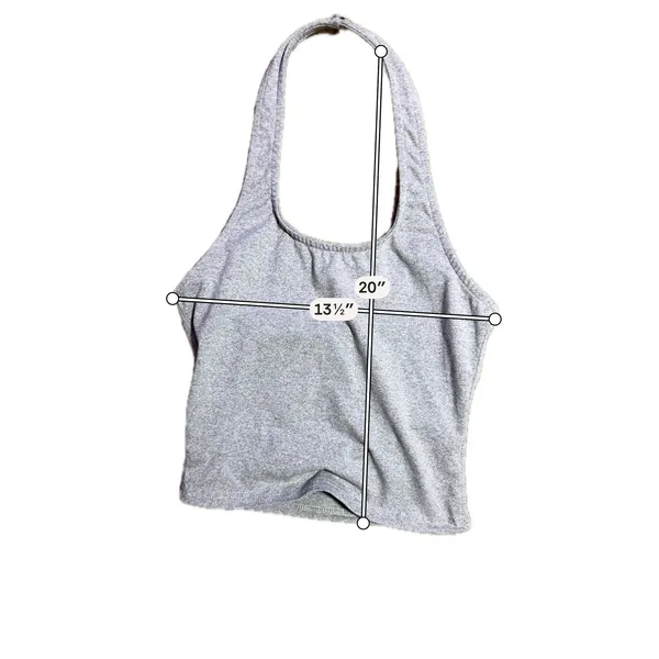 Unbranded Heather Gray‎ Halter Neck Crop Top Scoop Neck Stretch Jersey S/M - Image 3