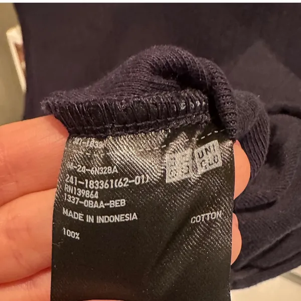 Uniqlo‎ Navy Blue Ribbed Sleeveless 100% Cotton Tank Top Side Slit XS - Image 4