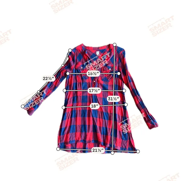 Gap‎ Womens Red Navy Buffalo Plaid Henley Tunic Top Long Sleeve Cotton Blend M - Image 7