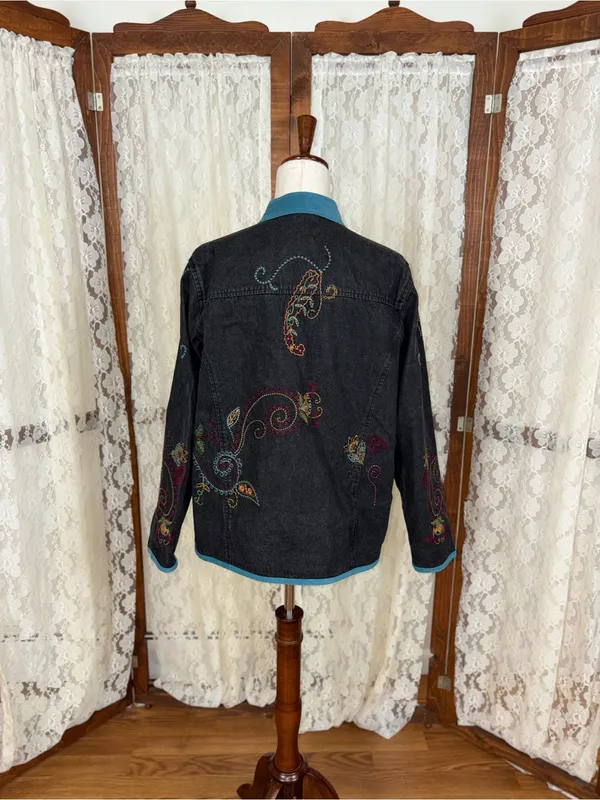 Super Cool Denim & Co Embroidered Denim Jacket - Image 5