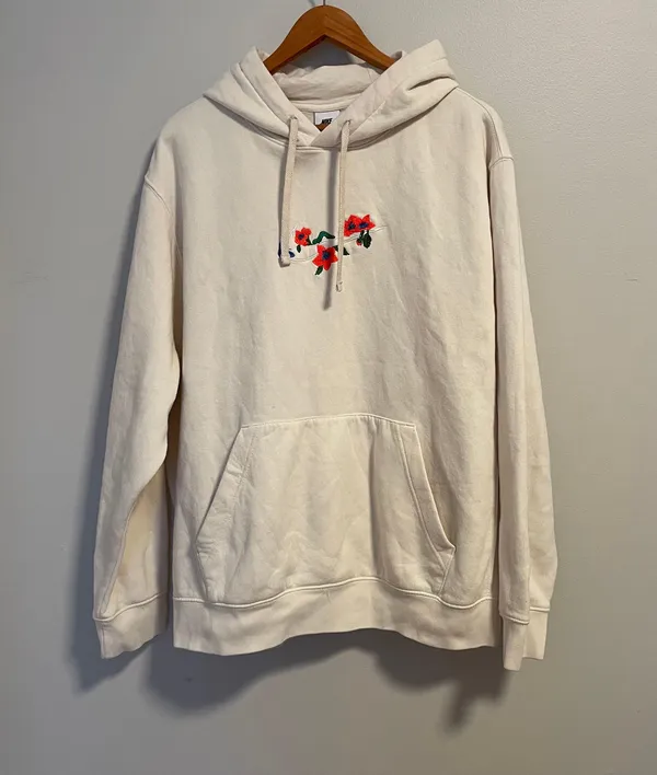Nike Floral Swoosh Embroidery Hoodie - Image 2