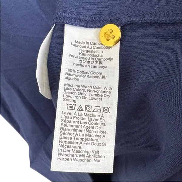 NWT J. Crew Perfect Fit Mock Neck With Gold Buttons Top Blue Size Medium - Image 6