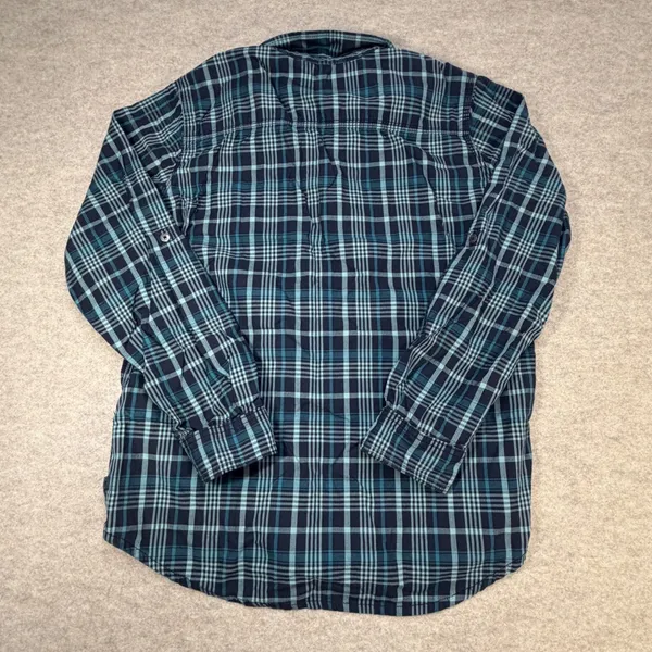 Carhartt Womens Blue‎ Teal Plaid Button Down Shirt Size Medium Utility Cabincore - Image 3