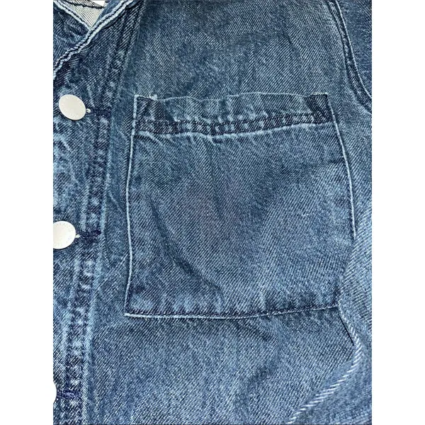 Universal Thread Women’s Denim Utility Romper Long Sleeve Button Front Blue - Image 4