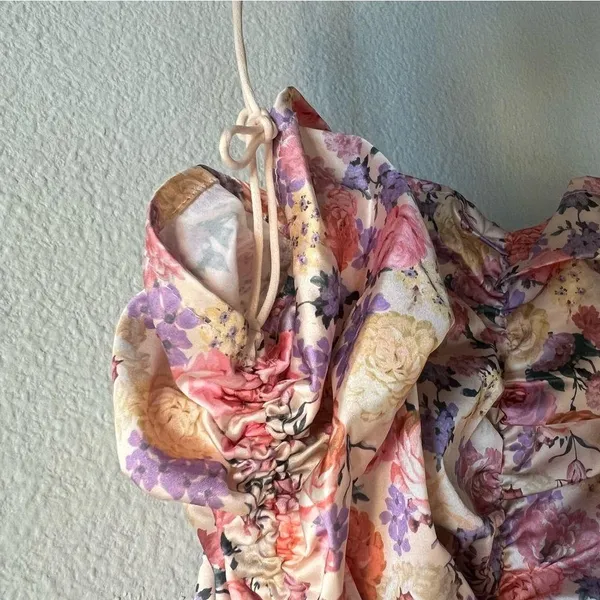 For Love And Lemons Multi-Color Floral Gardenia Mini Dress. Size Medium - Image 10
