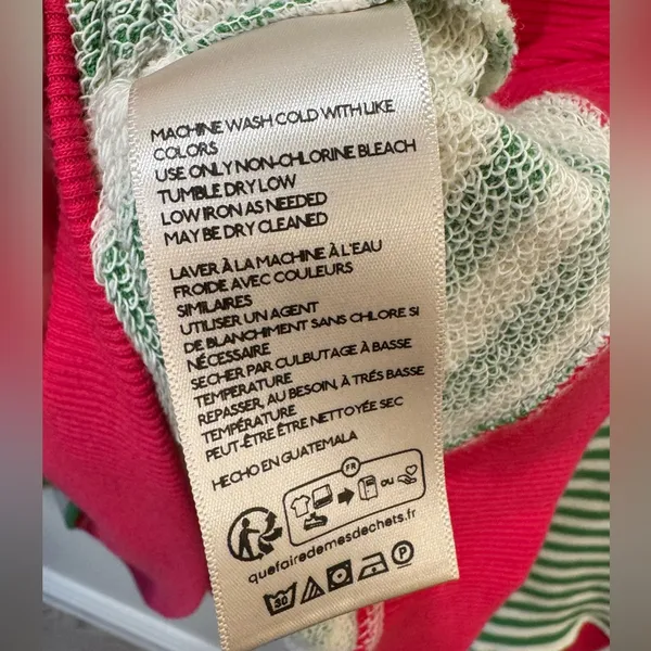 We The Free NWOT Free People Classic Striped Oversized Crewneck Green Top Size L - Image 8