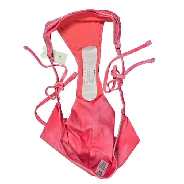 Aerie Cheekier Bikini Bottoms‎ Coral Tie Dye Floral Embroidered Size M - Image 3