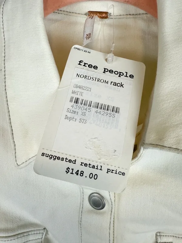 NWT Free People Dynomite Denim White Long Sleeve Mini Shirt Dress Size‎ XS - Image 5