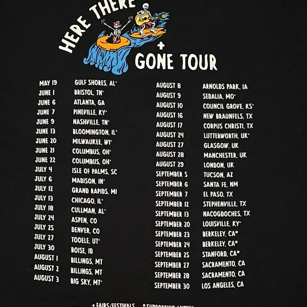 Comfort Colors NWOT! Wyatt Flores "Here There + Gone Tour" Black Concert Tee Band T-shirt Sz M - Image 3