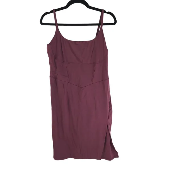 Halara Spaghetti Strap Square Neck Corset Bodycon Midi Casual Dress Purple XS - Image 6
