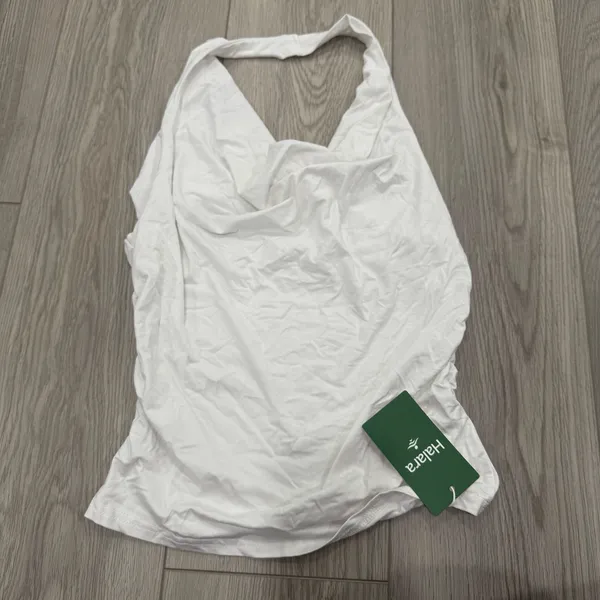 Halara Y2K Halter Cowl Neck Backless Ruched Casual Tank Top White Small - Image 3