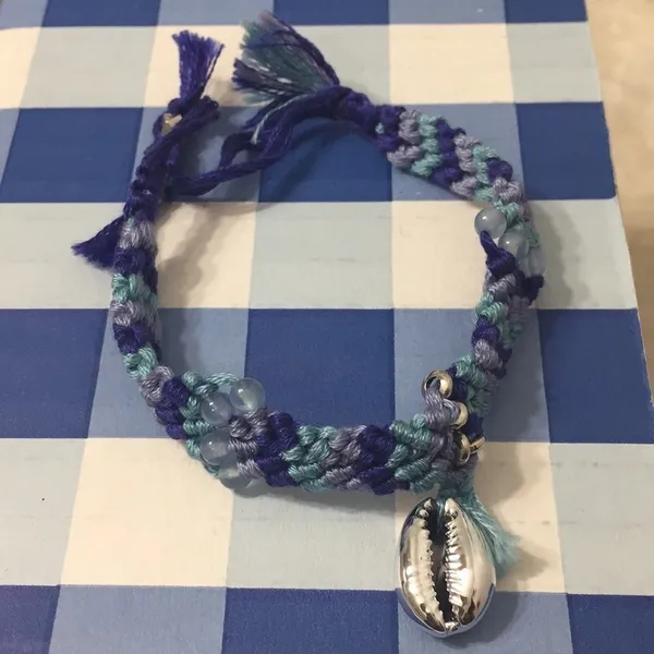 Free People Blue Woven Shell Bracelet - Image 6