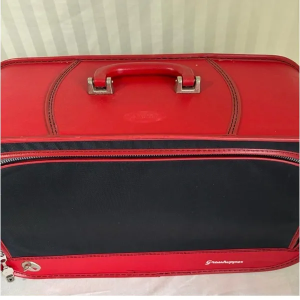 Vintage Grasshopper Black & Red Carry-On Suitcase Semi-Hard Shell Luggage 1970s - Image 3