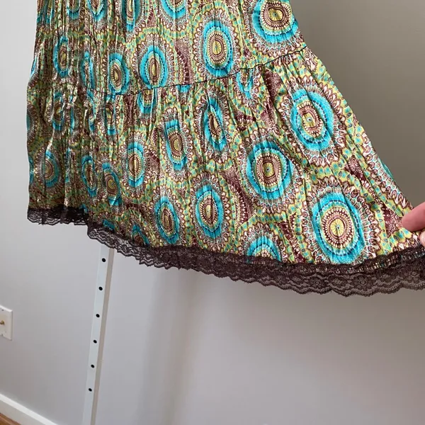 VTG Julie's Closet M‎ Multicolor Y2K Fairy 90s Maxi Skirt Lace Trim Boho Cottage - Image 4