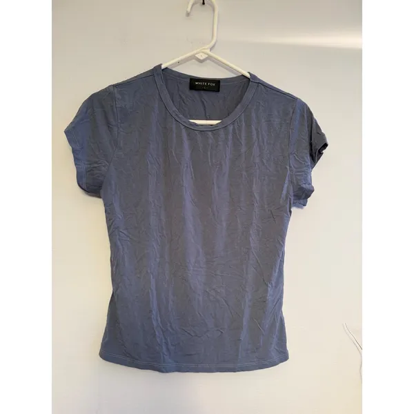 White Fox Womens Short Sleeve Crew Neck Tee Dusty Blue Jersey T-Shirt Large 302 - Image 2