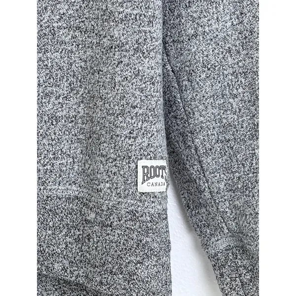 Roots Salt & Pepper Gray Quarter Zip Pullover Sweatshirt Small - Image 2