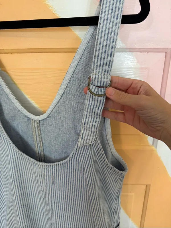 We The Free Free People High Roller Railroad Stripe Cotton Overalls Sz XS 🧡🍄 - Image 7