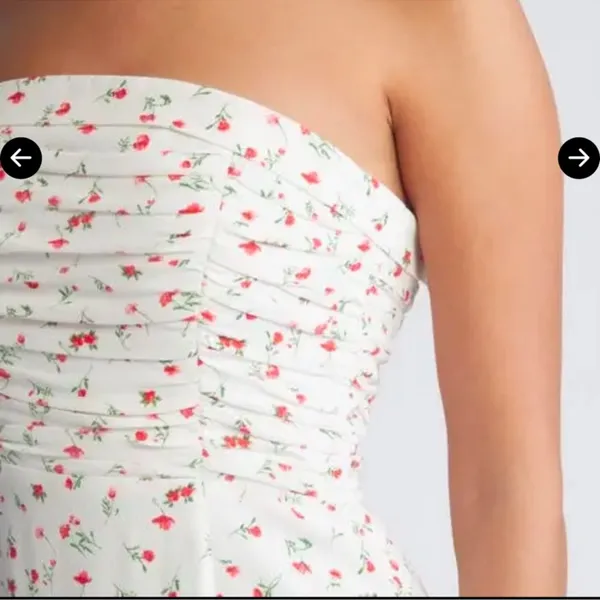 NWT WAYF Birdie Ruched Strapless Midi Dress‎ Ivory Ditsy Sz Small $99 - Image 3