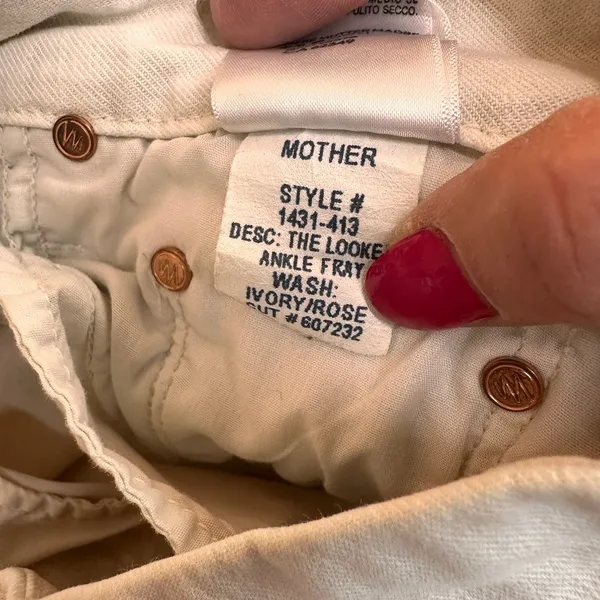 Mother Denim The Looker Ankle Fray So Far Gone White & Pink Jeans Size 25 - Image 8