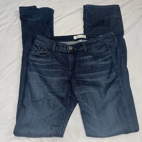 Habitual Gryphon Mini Boot Jeans Sz 28 Celtic Cross Pocs Dark MSRP $170 - Image 5