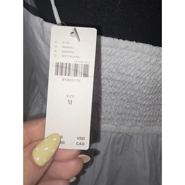 Anthropologie nwt maeve White Pintuck Smocked Babydoll Mini Dress Medium NWT Smocked - Image 3