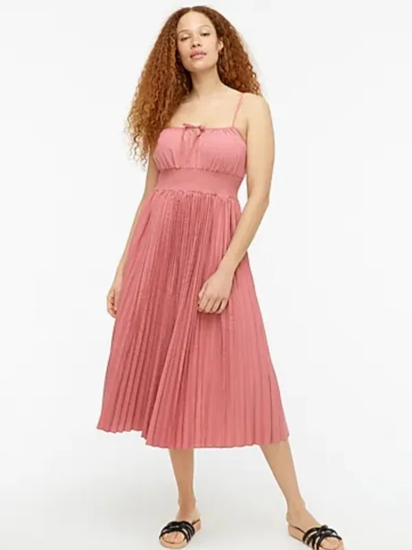 Nw/oT J. Crew Smocked Accordion Pleat Dress Size 2 - Image 3