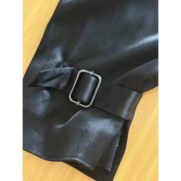 Aritzia Babaton‎ Refined Satin Cargo Pants Size 2 Black Ankle Straps Pockets - Image 8