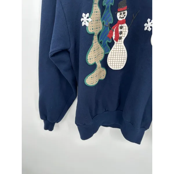 Jerzees‎ Navy Blue Crewneck Pullover Unisex M Christmas Winter Novelty Fleece - Image 3