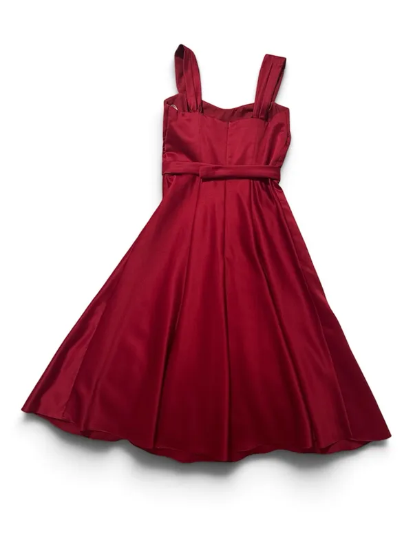 David’s Bridal Burgundy Red Satin Midi A-Line Dress Size 4 Formal Bridesmaid - Image 3