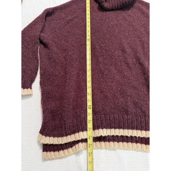 Matty M Womens Small Burgundy‎ Wool Alpaca Blend Oversized Turtleneck Sweater - Image 2