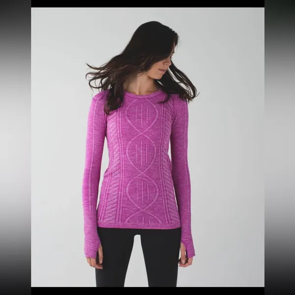lululemon Magenta Crew Neck womens long sleeve top Rest Less Pullover - Image 4