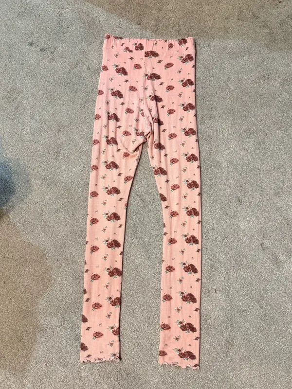 Free People Intimately Pink Rose Floral Waffle Knit Lounge Bottoms Size S - Image 3